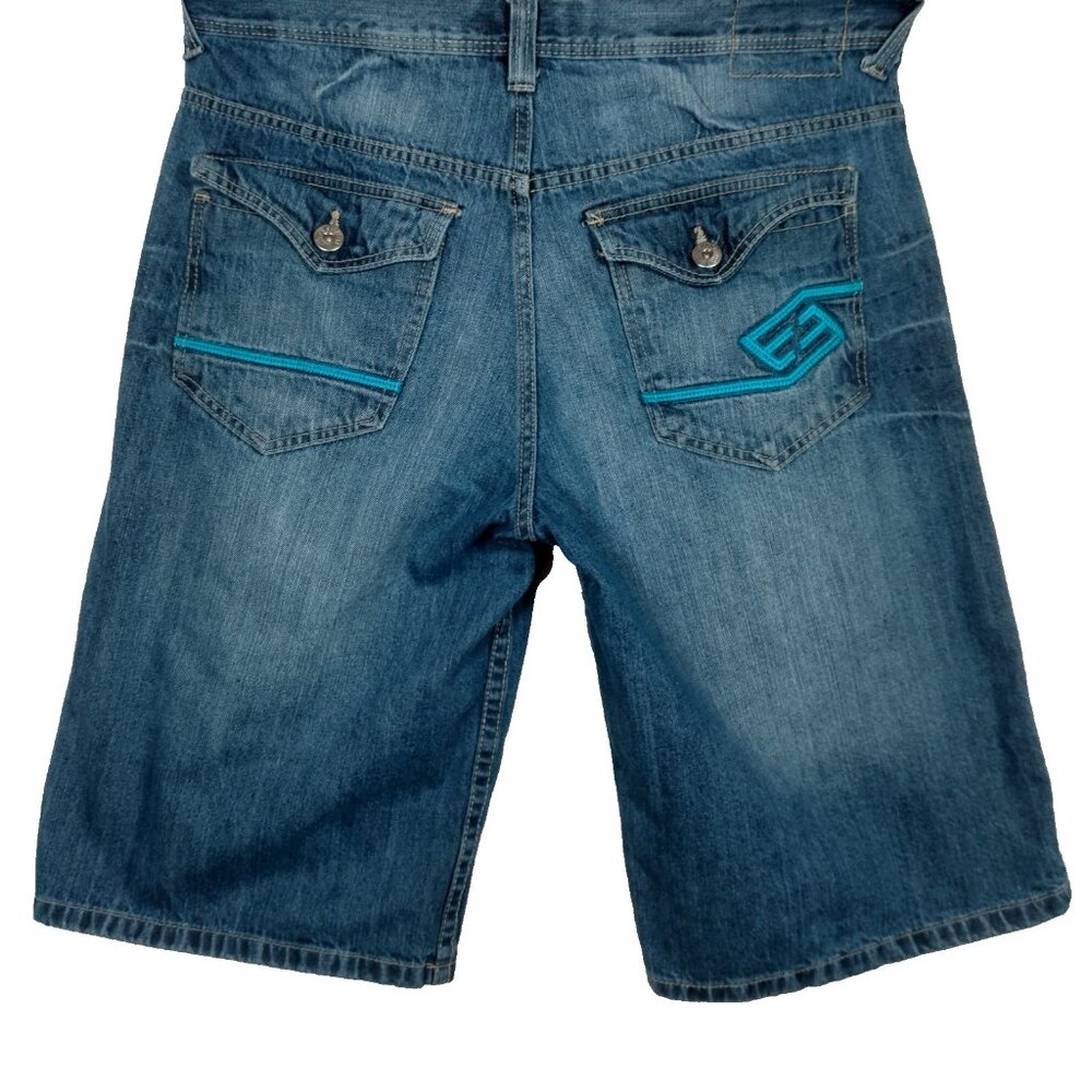 Vintage ENYCE Jean Shorts Men 36 Wide Leg Blue Jean Hip Hop Skate Streetwear
